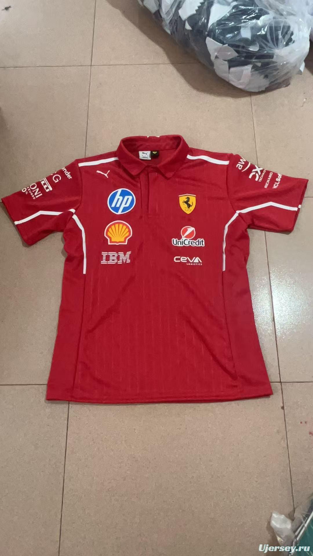 2025 F1 Scuderia Ferrari Red with White Trim Team Polo Shirt