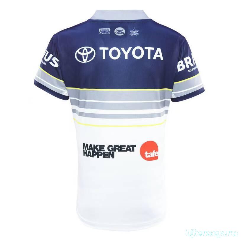 25/26 North Queensland Cowboys White and Navy with Grey Stripes Jersey