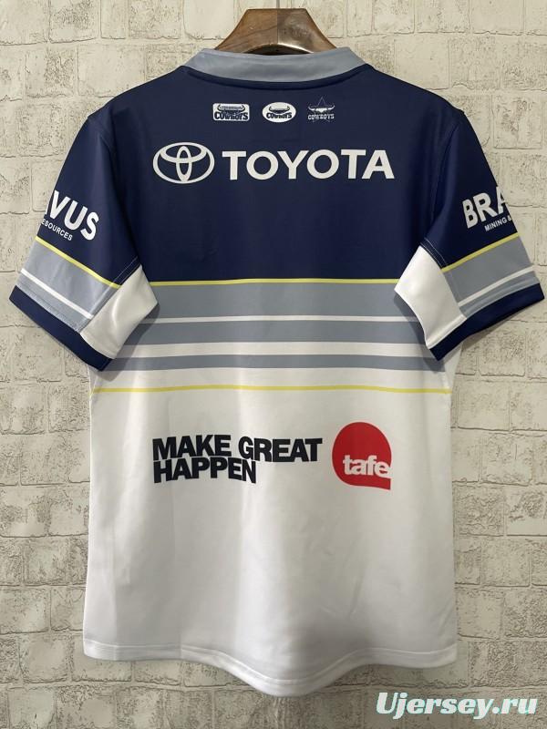 25/26 North Queensland Cowboys White and Navy with Grey Stripes Jersey