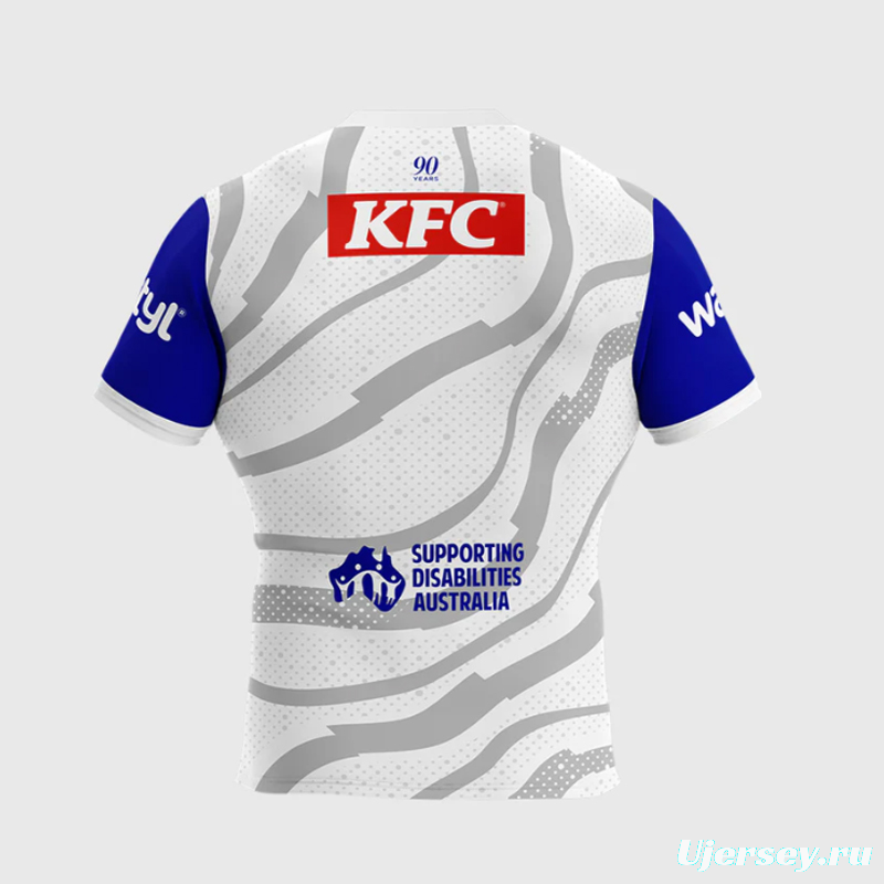 25/26 Canterbury Bankstown Bulldogs Grey with Blue Sleeves and Wave Pattern Jersey