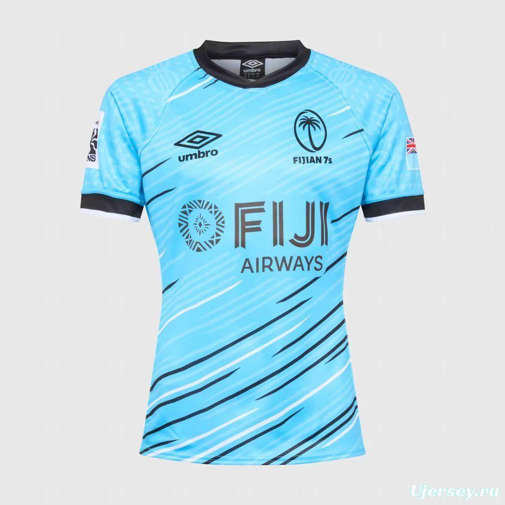 2025 Fiji 7s Sky Blue with Ocean Wave Pattern Jersey