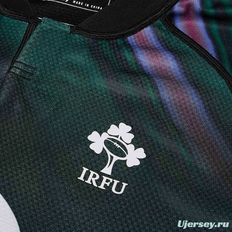 2025 Ireland Rugby Dark Green with Aurora Borealis Gradient Pattern Jersey