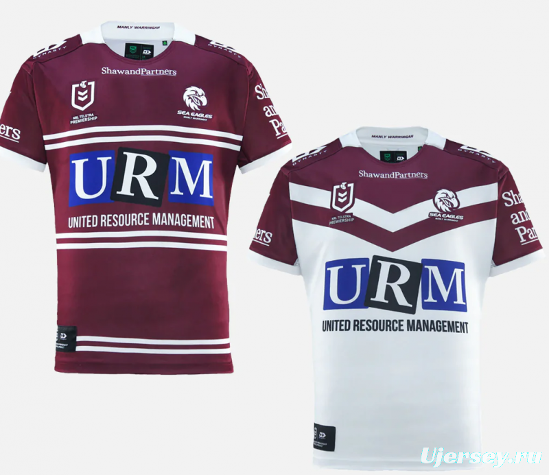 2025 Manly Warringah Sea Eagles White with Maroon V-Chevron Away Jersey