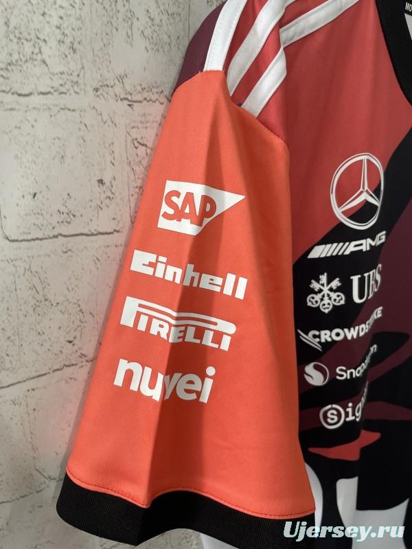 25/26 F1 Mercedes-AMG Petronas Burgundy with Black Floral Pattern Special Edition Jersey