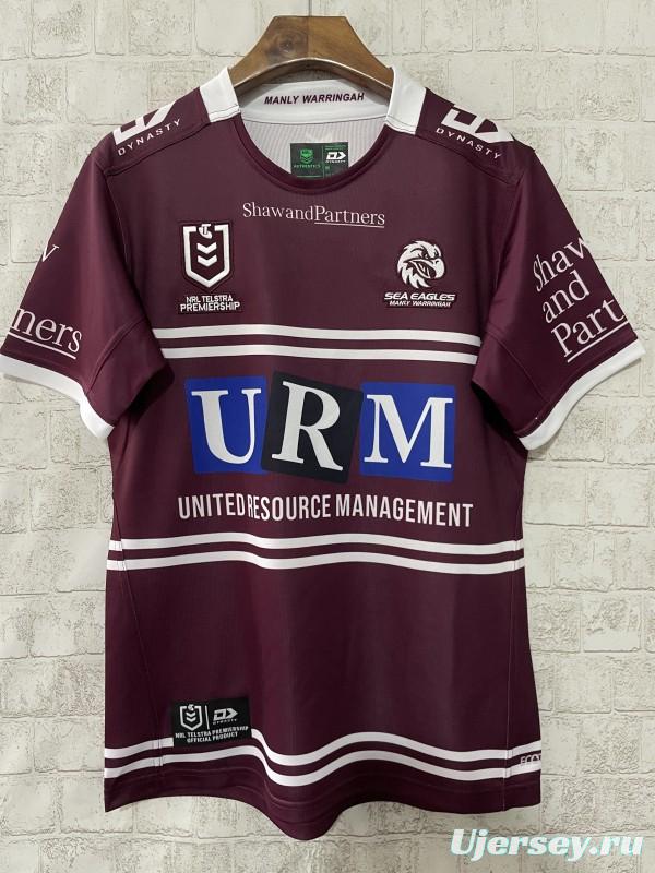 2025 Manly Warringah Sea Eagles Maroon with White Hoops Home Jersey