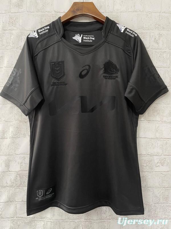 25/26 Brisbane Broncos All Black with Tonal Design Jersey