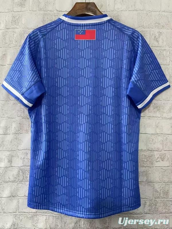 2026 Samoa Rugby League Blue with Traditional Polynesian Pattern Jersey