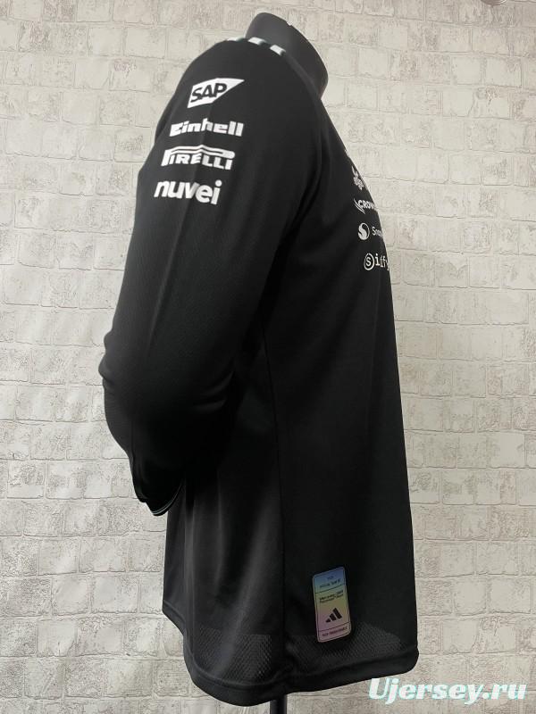 2026 F1 Mercedes-AMG Petronas F1 Team Black with Teal Trim Long Sleeve Shirt