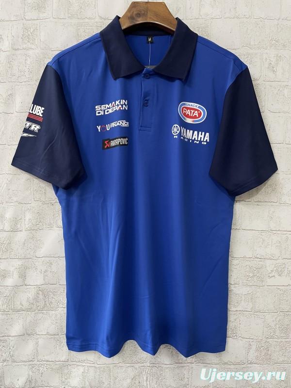 2025 F1 Yamaha Racing Team Blue and Navy Polo Jersey with Multiple Sponsors