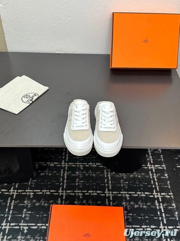 Hermès Deep Series Couple White Sneakers Casual Skate Shoes - AS00320