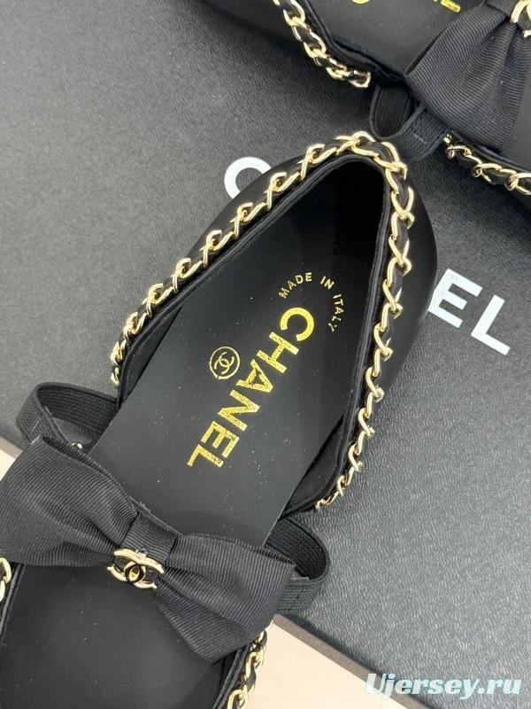 Chanel 2025 SS Hollow Chain Bow Mary Jane Shoes - KFY00290/KFY00300