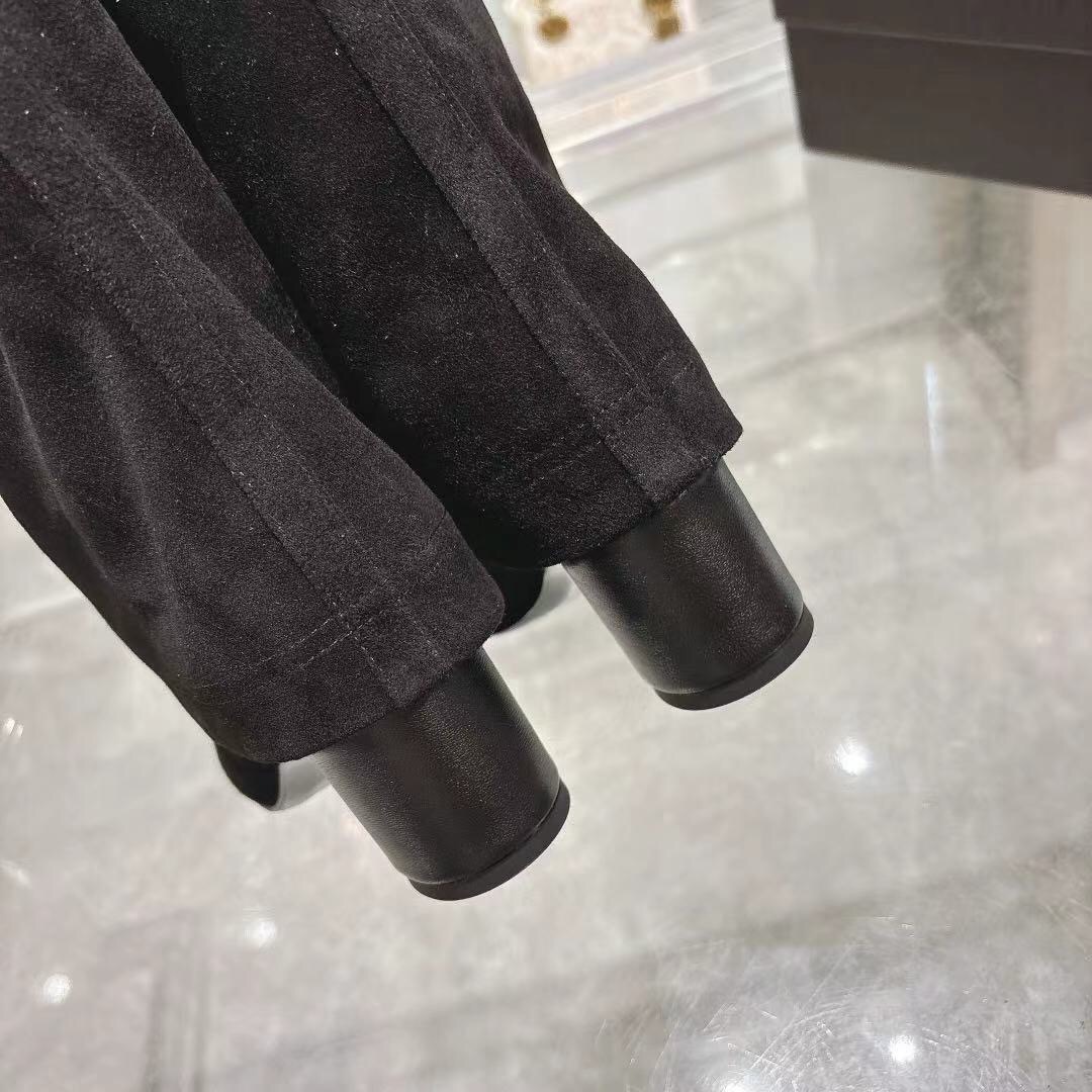 Chanel 2025/SS Small Fragrance Autumn Winter Runway Turned-Cuff Block Heel Straight Leg Boots - LY00510