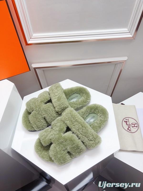 H Erijus Shoes 2025 Spring Summer Collection Genuine Fur Slippers - LY00270