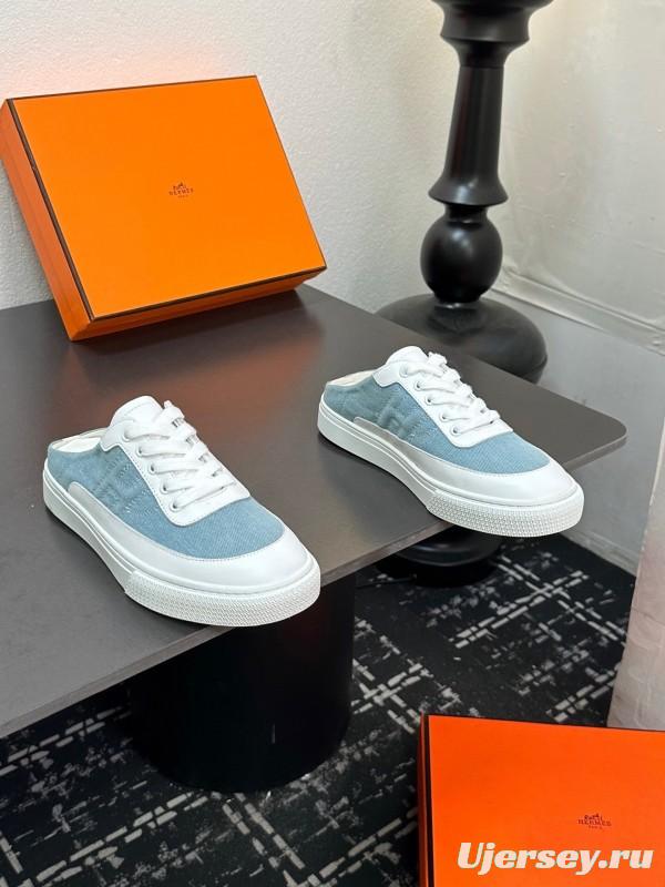 Hermès Deep Series Couple's White Sneakers Casual Skate Shoes - AS00320