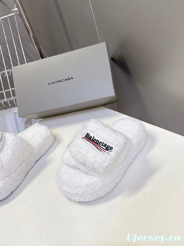 Balenciaga 2025 SS Couple Edition Coca-Cola Fur Slides - KFY00230