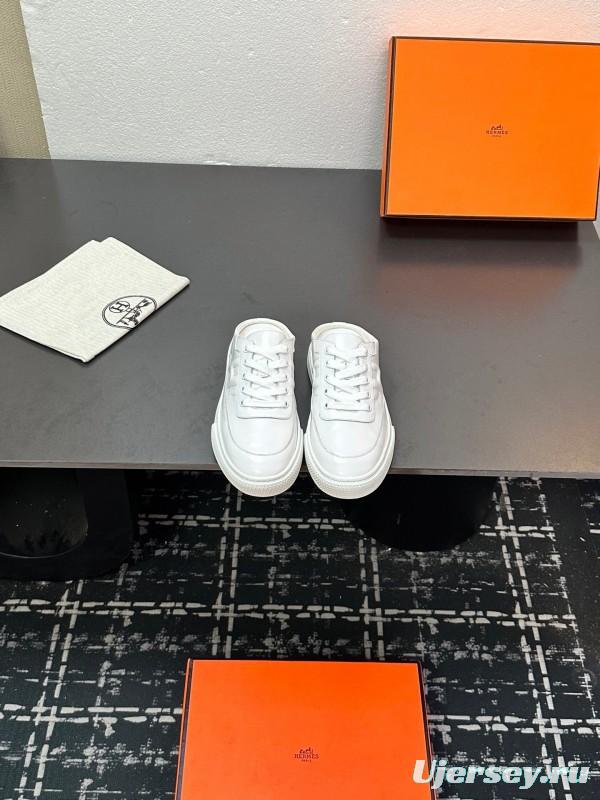 Hermès Deep Series Couple White Sneakers Casual Skate Shoes - AS00320