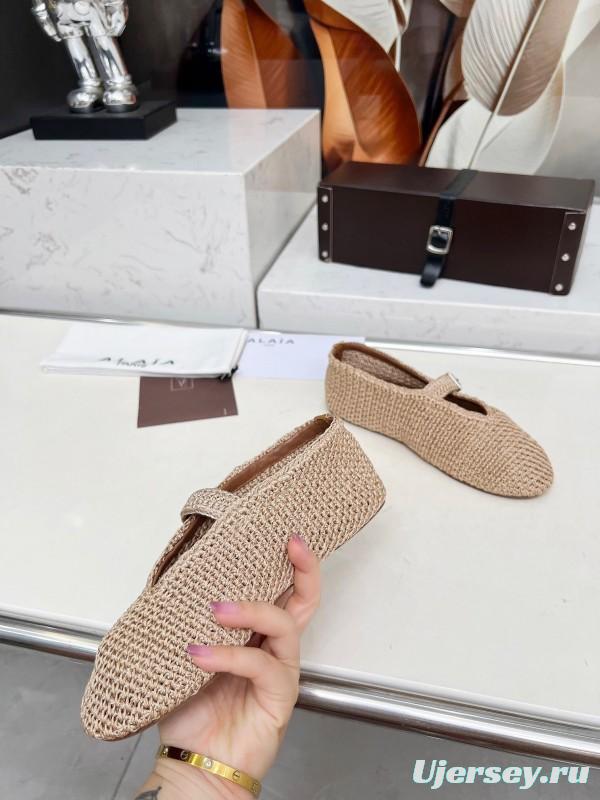 Alaia 2025/SS Knit Ballet Dance Shoes with Inner Height Increase - LY00310