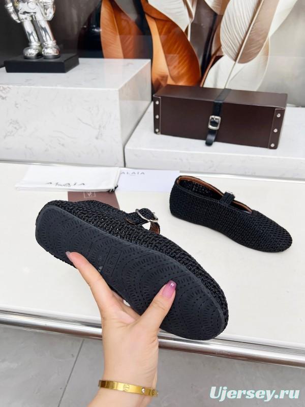 Alaia 2025/SS Knit Ballet Dance Shoes with Inner Arch Support and 0.8CM Height Increase - LY00310