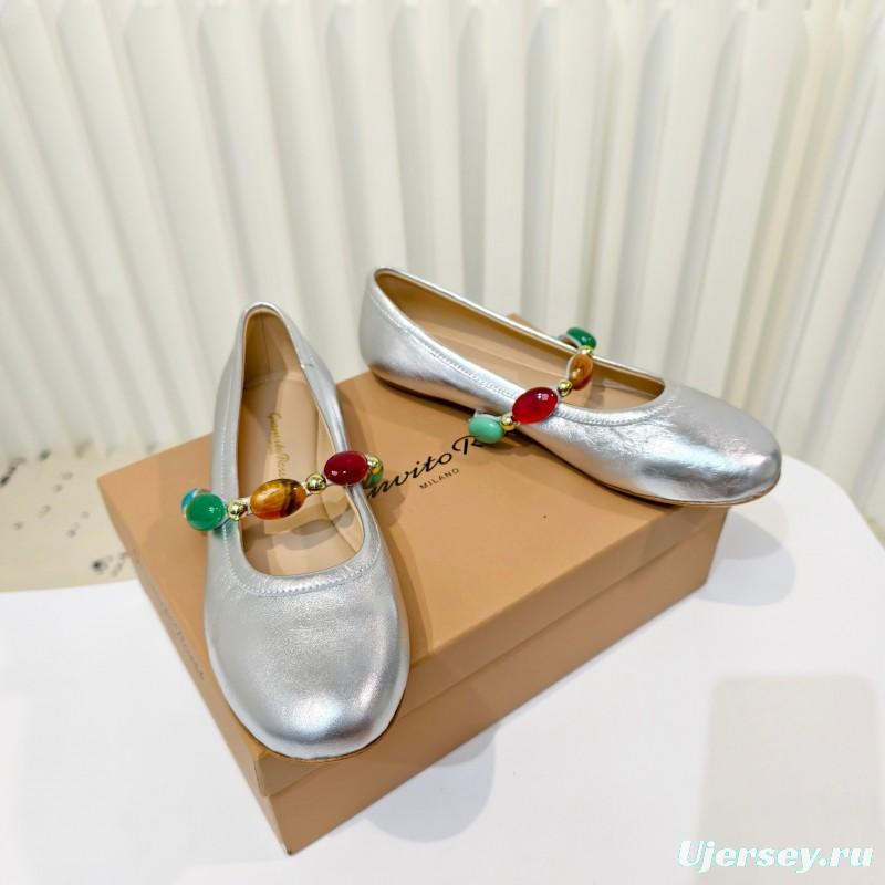 Gianvito Rossi Bohemian Style Turquoise Flat Ballet Shoes - LY00320