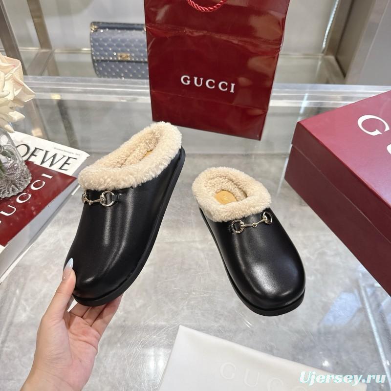 Gucci 2025 SS Autumn Winter New Suede Leather Horsebit Detail Women's Wool Loafers - LY00260