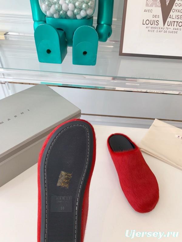 Marni 2025/ss Mule Shoes with Pony Hair Design - LY00