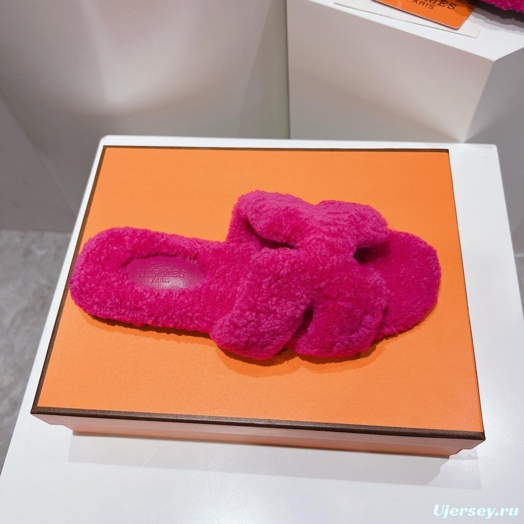 H Teddy Wool H Slippers Flat Sole Winter Edition - LY00240