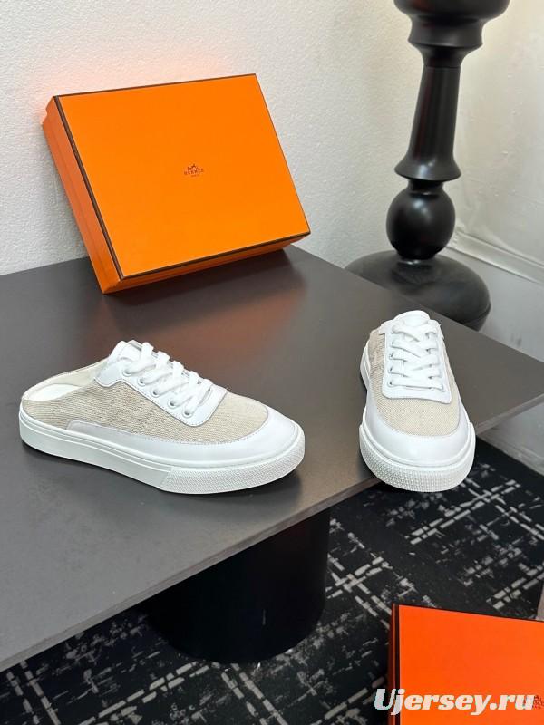 Hermès Deep Series Couple White Sneakers Casual Skate Shoes - AS00320