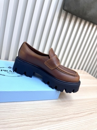 Prada Platform Loafers with Lightweight Anti-Slip Sole - LY00300