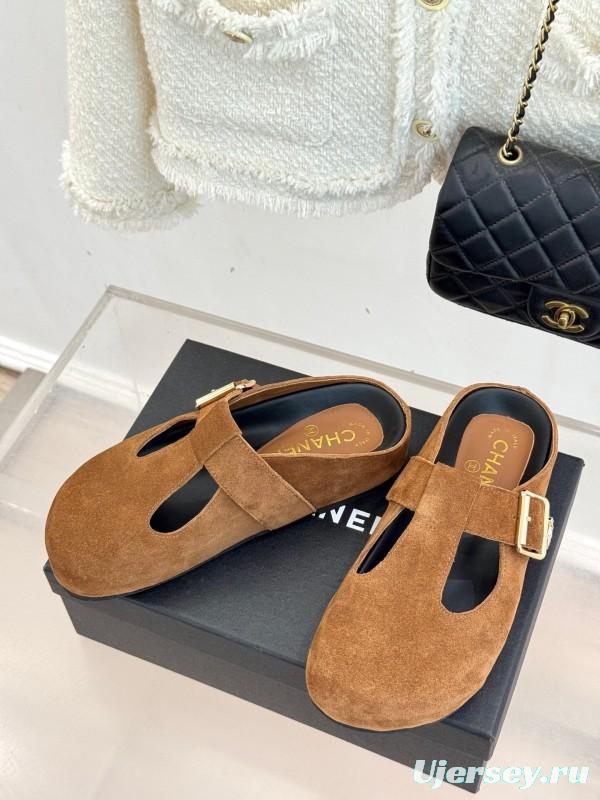 Chanel 2025 SS Minimalist Retro Birkenstock Sandals Half-Drag - KFY00280