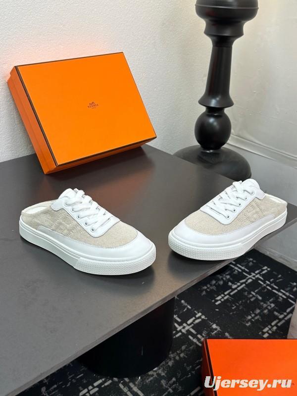 Hermès Deep Series Couple White Sneakers Casual Skate Shoes - AS00320