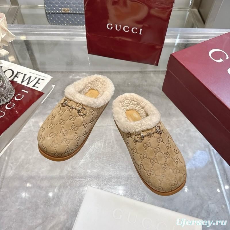 Gucci 2025 SS Autumn Winter New Suede Leather Horsebit Detail Women Wool Loafers - LY00260