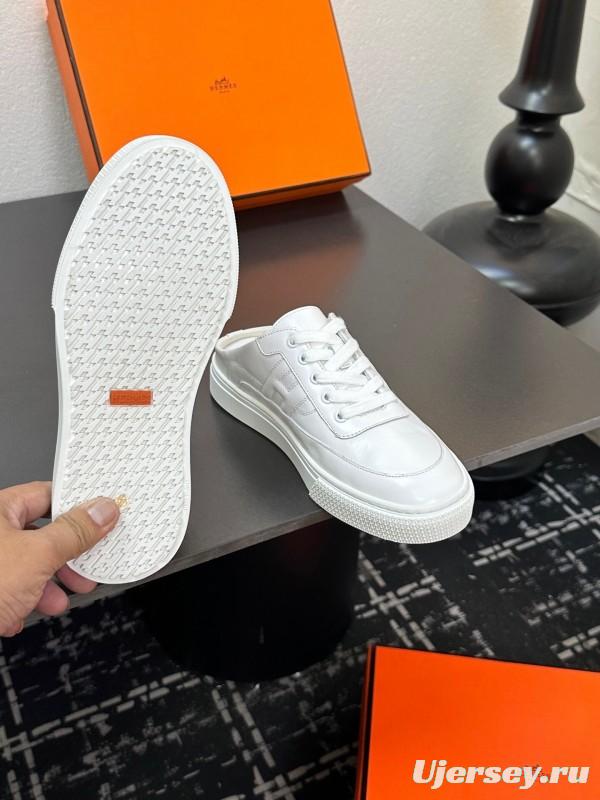 Hermès Deep Series Couple White Sneakers Casual Skate Shoes - AS00320