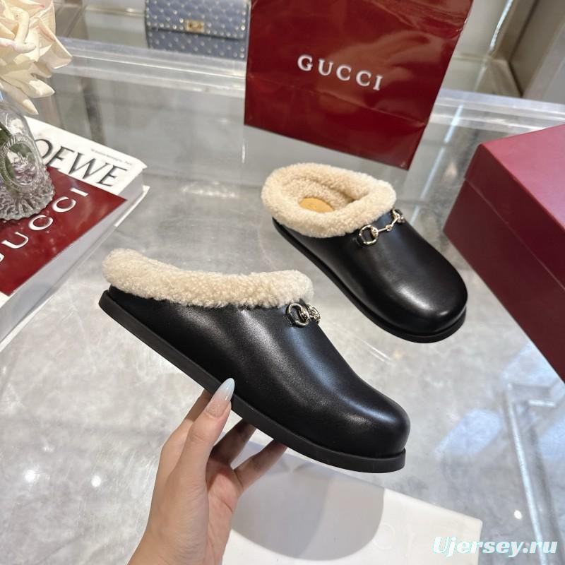 Gucci 2025 SS Autumn Winter New Suede Leather Horsebit Detail Women's Wool Loafers - LY00260