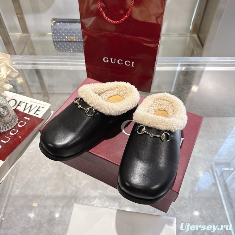 Gucci 2025 SS Autumn Winter New Suede Leather Horsebit Detail Women's Wool Loafers - LY00260