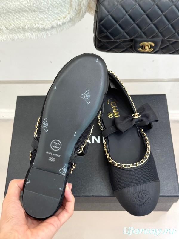 Chanel Spring Summer 2025 Hollow Chain Bow Mary Jane Shoes - KFY00290/KFY00300