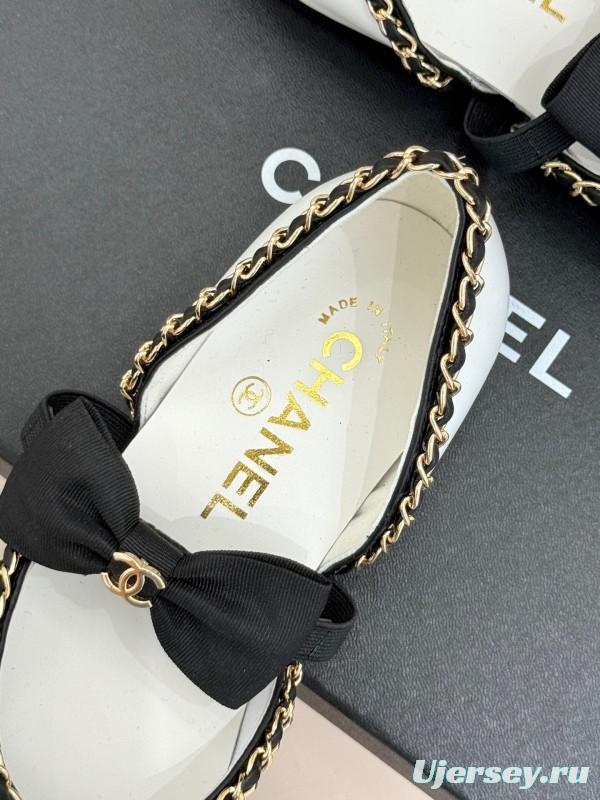 Chanel 2025 SS Hollow Chain Bow Mary Jane Shoes - KFY00290/KFY00300
