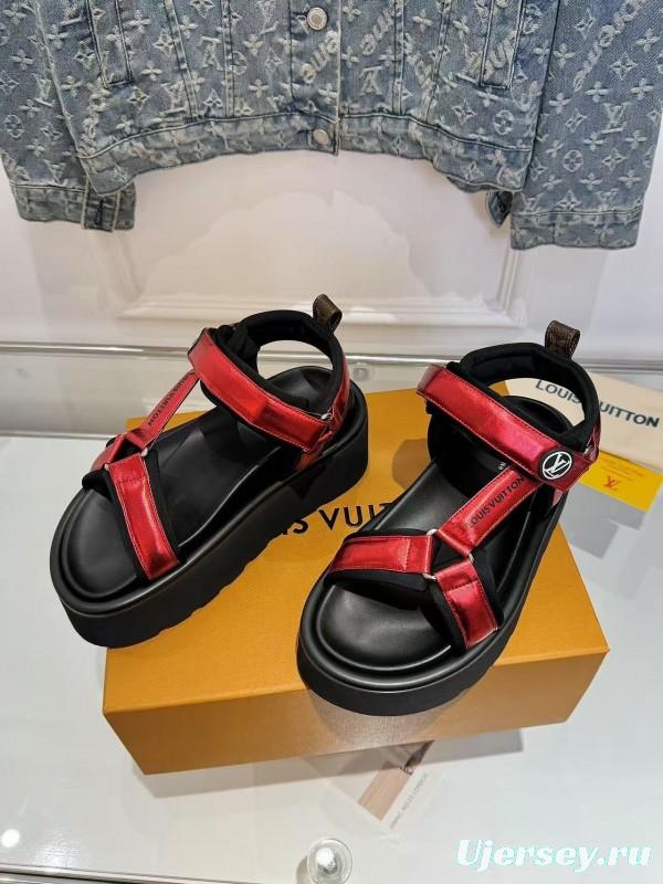 LV 2025/SS Latest High-End Fashion Versatile Sandals with Thick Sole Heightening and Slimming Effect - LY00