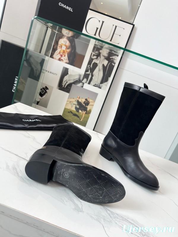 Adidas 2025 SS Suede Color-Block Slip-On Equestrian Boots Retro Western Cowboy Boots - LY00350