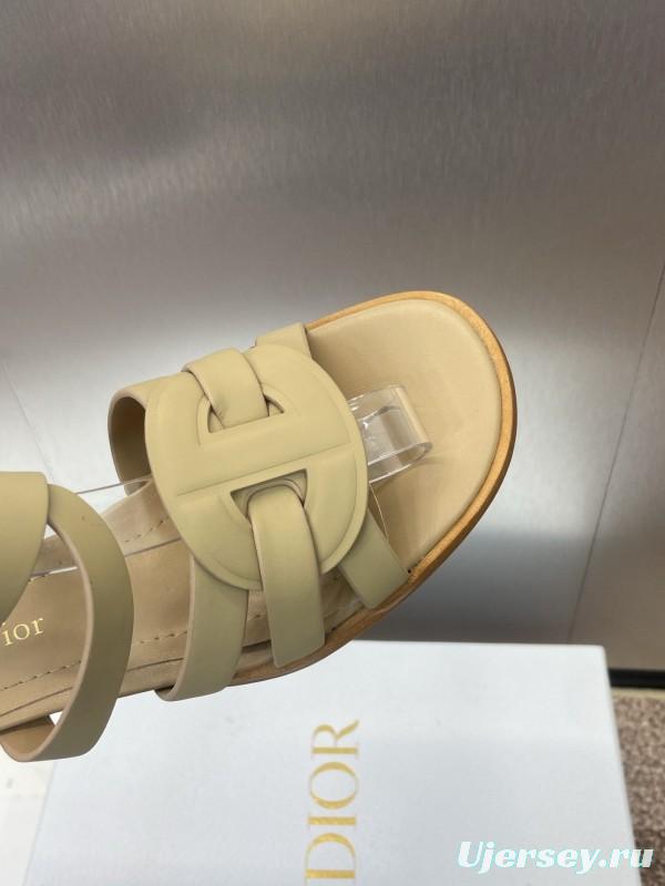 Dior D-Club Jelly Color Hollow Layered Cross Strap Mid Heel Women's Shoes - KFY00290