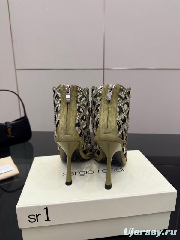 Sergio Rossi Mermaid Sandals 2025 SS Collection Elegant Fishnet High Heels - KFY00470