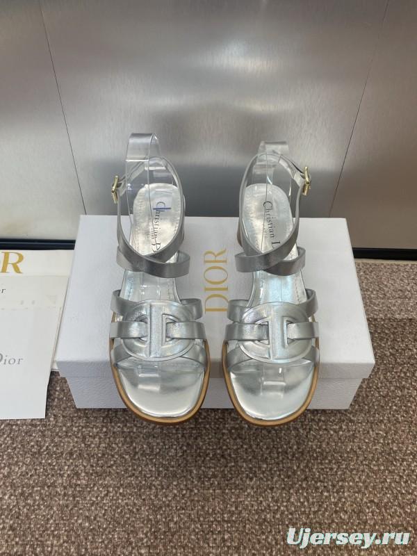 Dior D-Club Jelly Color Hollow Layered Cross Strap Mid Heel Women Shoes - KFY00290