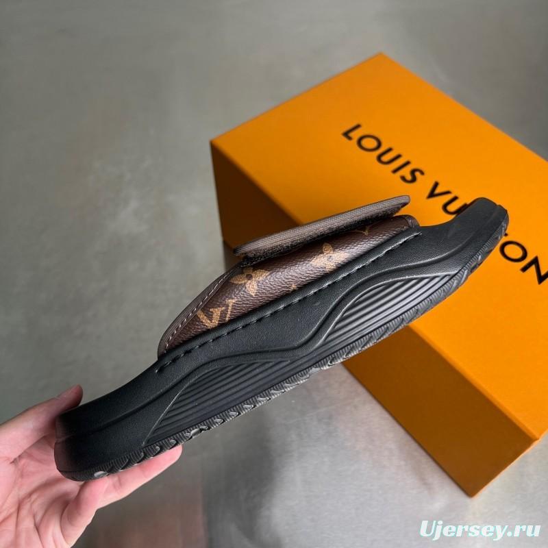 Louis Vuitton Miami Mule Slip-On Sandals with Velcro Strap - YC