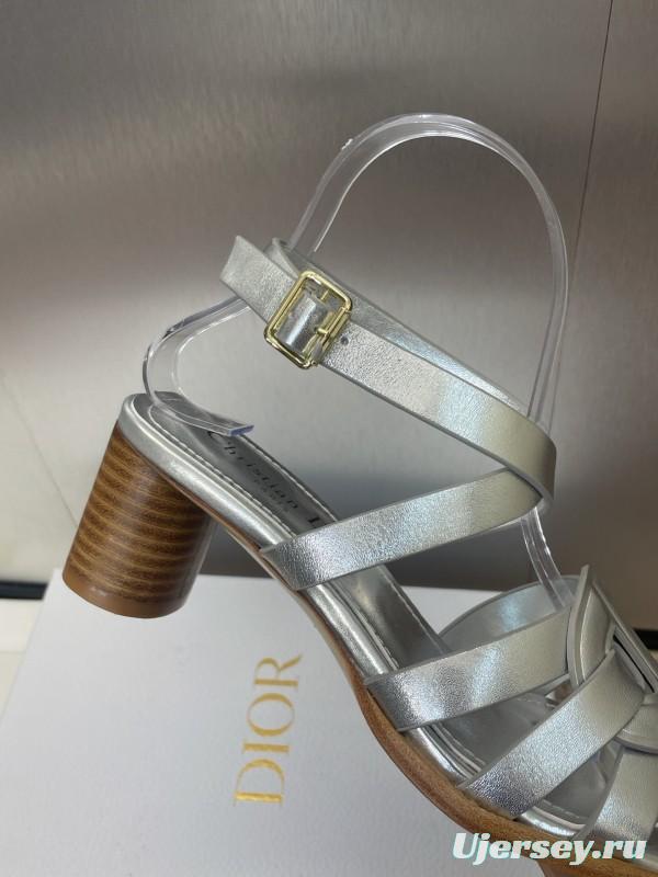 Dior D-Club Jelly Color Hollow Layered Cross Strap Mid Heel Women Shoes - KFY00290