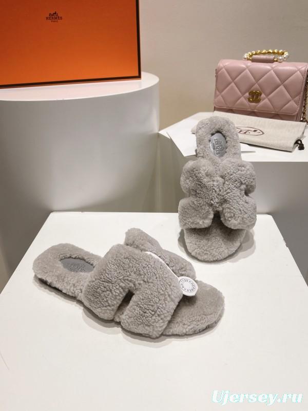 Hermès Teddy Wool Flat Slippers - LY00240