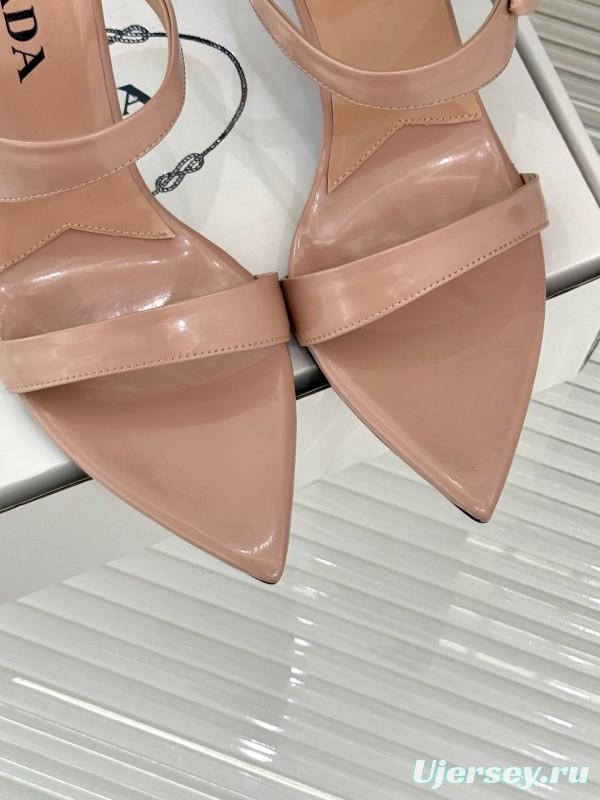 Prada Pointed Toe High Heel Sandals with Triangle Buckle - KFY00280