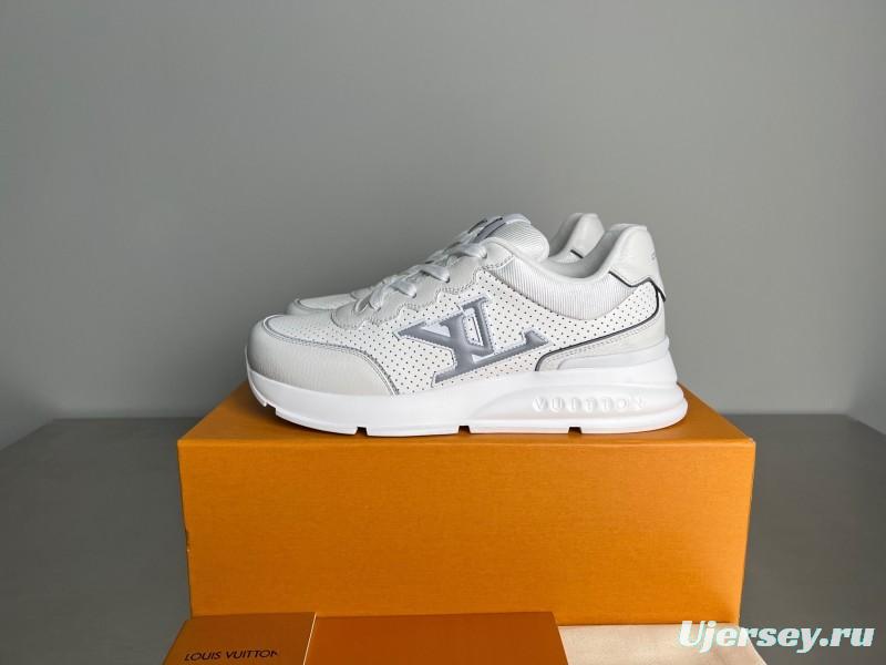 Lv Classic Leather Round Toe Lace-Up Low Top Casual Shoes - YC