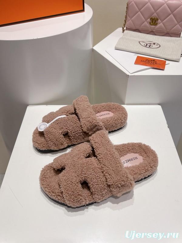 H Love Erjiu Full Fur Slippers Grain Fur Style - LY00300