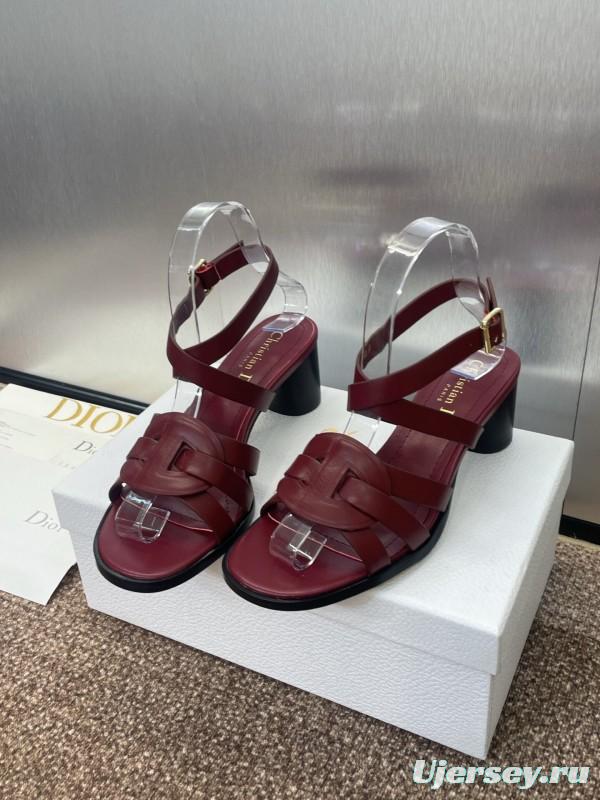 Dior D-Club Jelly Color Hollow Layered Cross Strap Mid Heel Women Shoes - KFY00290