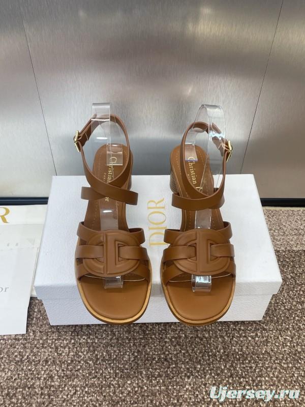 Dior D-Club Jelly Color Hollow Layered Cross Strap Mid Heel Women Shoes - KFY00290