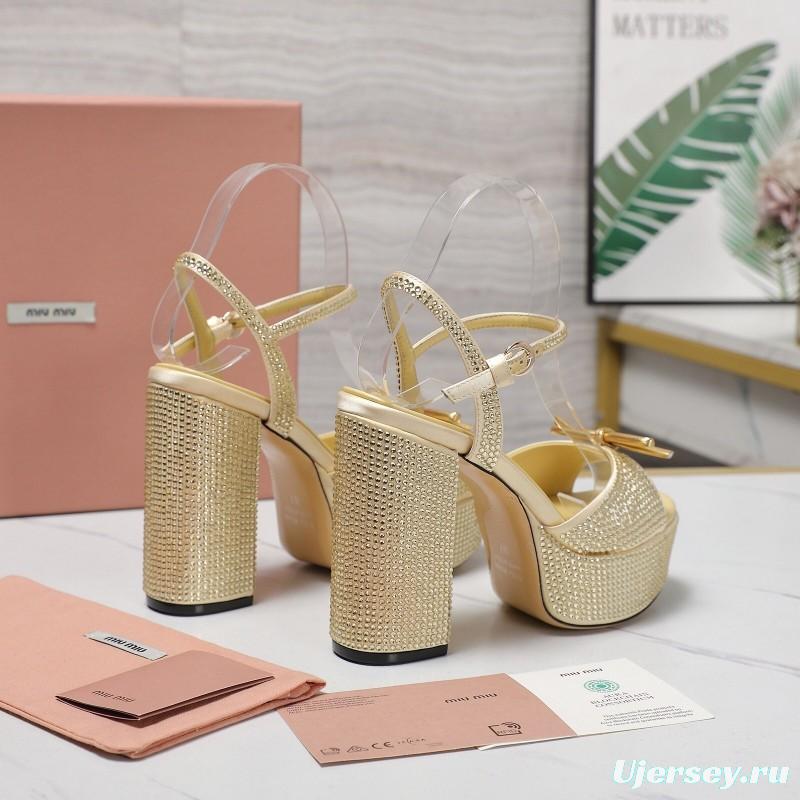 MIUMIU Bling Bling Swarovski Crystal Sandals with 11.5cm Heel - KFY00340
